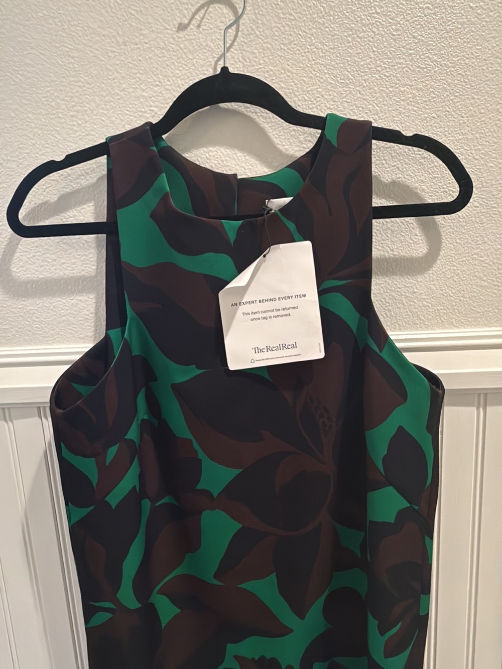 Milly Green & Brown Floral Sleeveless Shift Dress